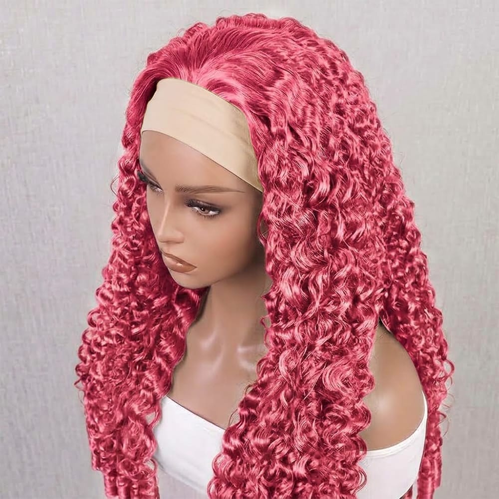 Burmese Curly Headband Human Hair Wig (Glueless, Ready-to-Wear) Natural pink LINKTOWIG