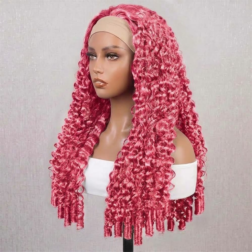 Burmese Curly Headband Human Hair Wig (Glueless, Ready-to-Wear) Natural pink LINKTOWIG