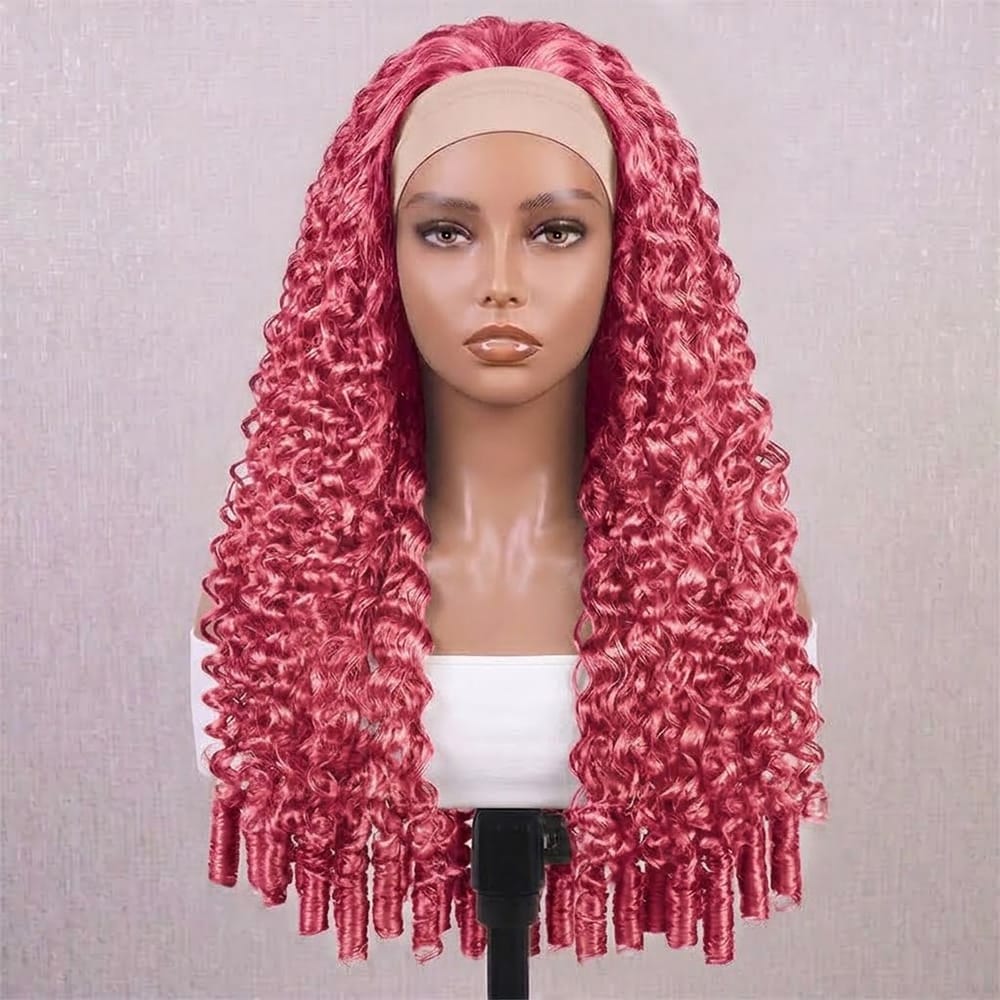 Burmese Curly Headband Human Hair Wig (Glueless, Ready-to-Wear) Natural pink LINKTOWIG