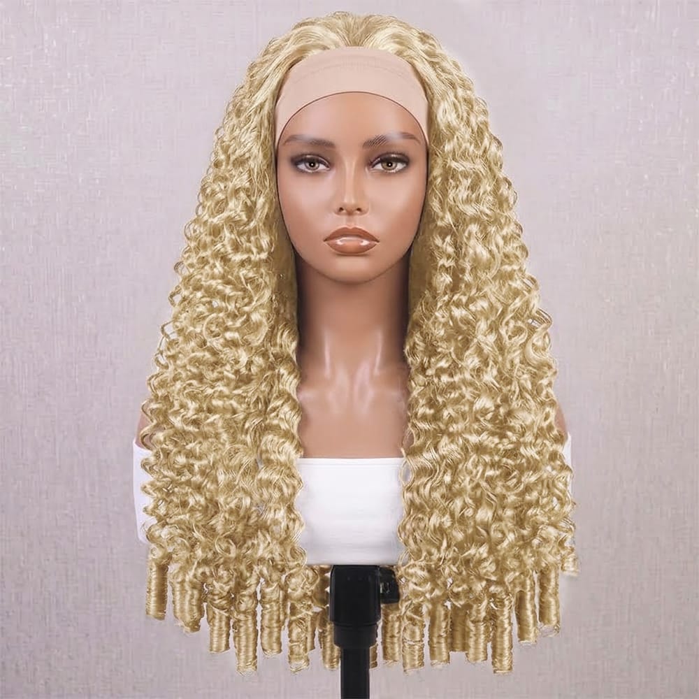 Burmese Curly Headband Human Hair Wig (Glueless, Ready-to-Wear) Natural Platinum Blonde LINKTOWIG