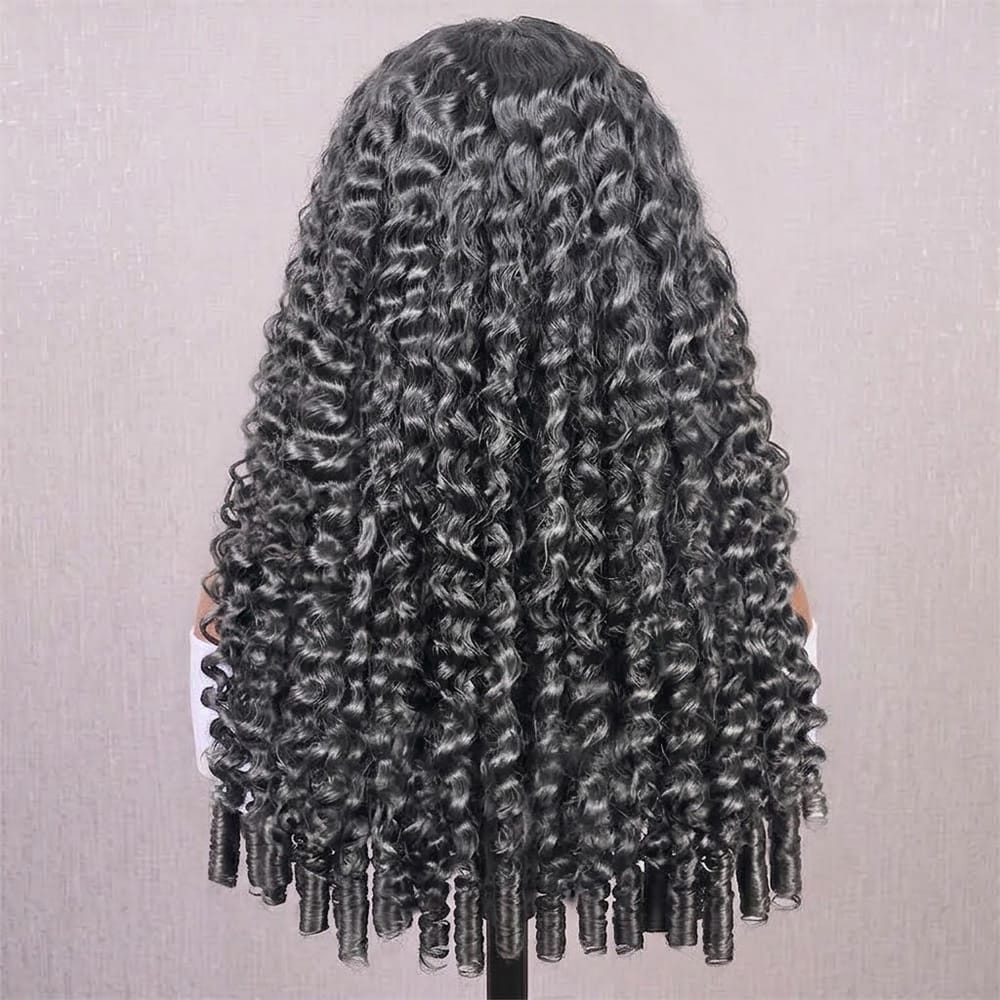 Burmese Curly Headband Human Hair Wig (Glueless, Ready-to-Wear) Natural Silver Grey LINKTOWIG