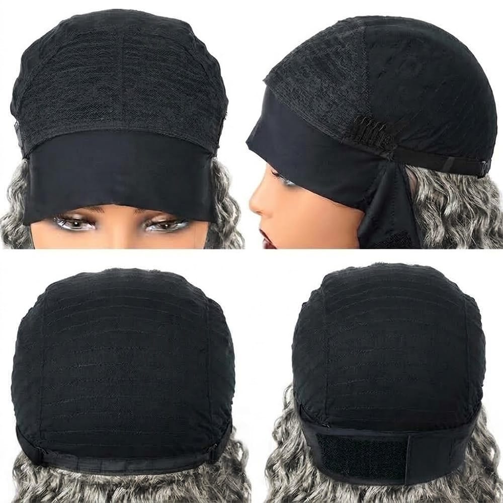 Burmese Curly Headband Human Hair Wig (Glueless, Ready-to-Wear) Natural Silver Grey LINKTOWIG