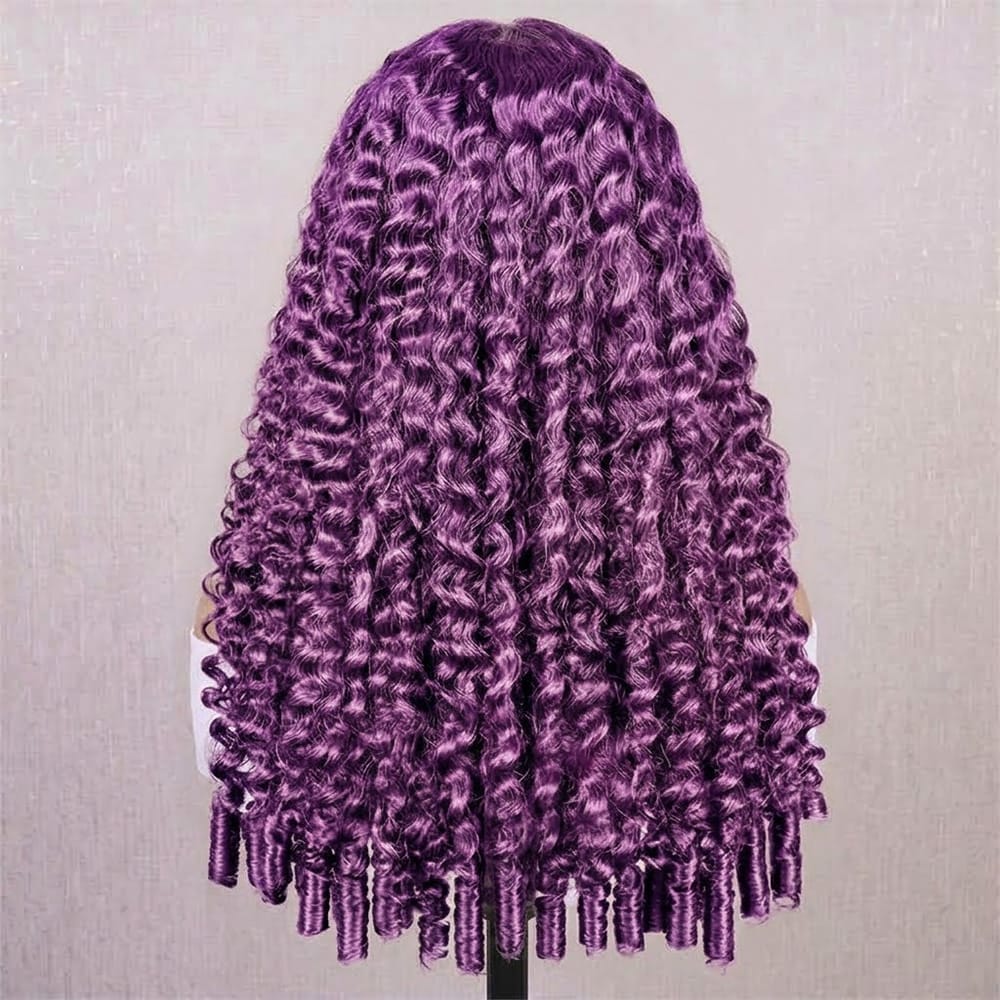 Burmese Curly Headband Human Hair Wig (Glueless, Ready-to-Wear) Natural Violet Purple LINKTOWIG