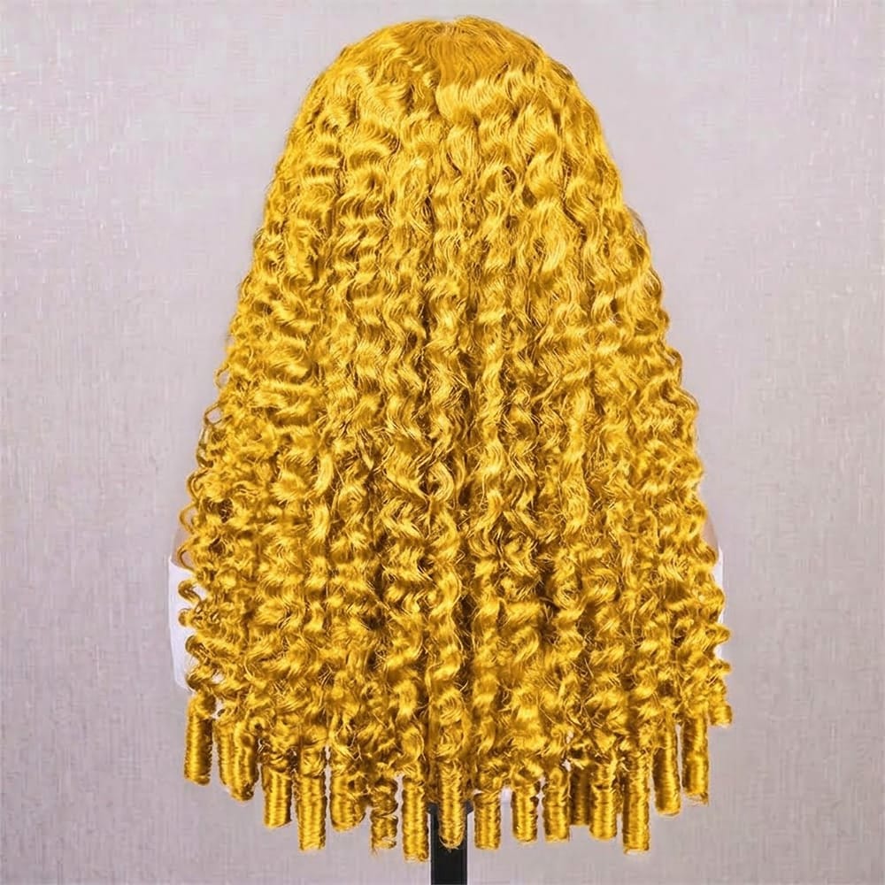 Burmese Curly Headband Human Hair Wig (Glueless, Ready-to-Wear) Natural Yellow LINKTOWIG