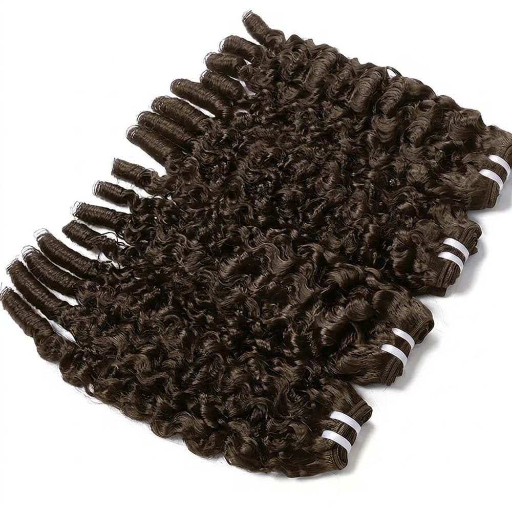 Burmese Curly Luxury Natural Hair Weft – 100% Virgin Human Hair / Wig aramel Balayage Highlights LINKTOWIG