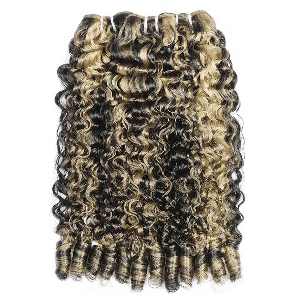 Burmese Curly Luxury Natural Hair Weft – 100% Virgin Human Hair / Wig Black and grey blended highlights LINKTOWIG