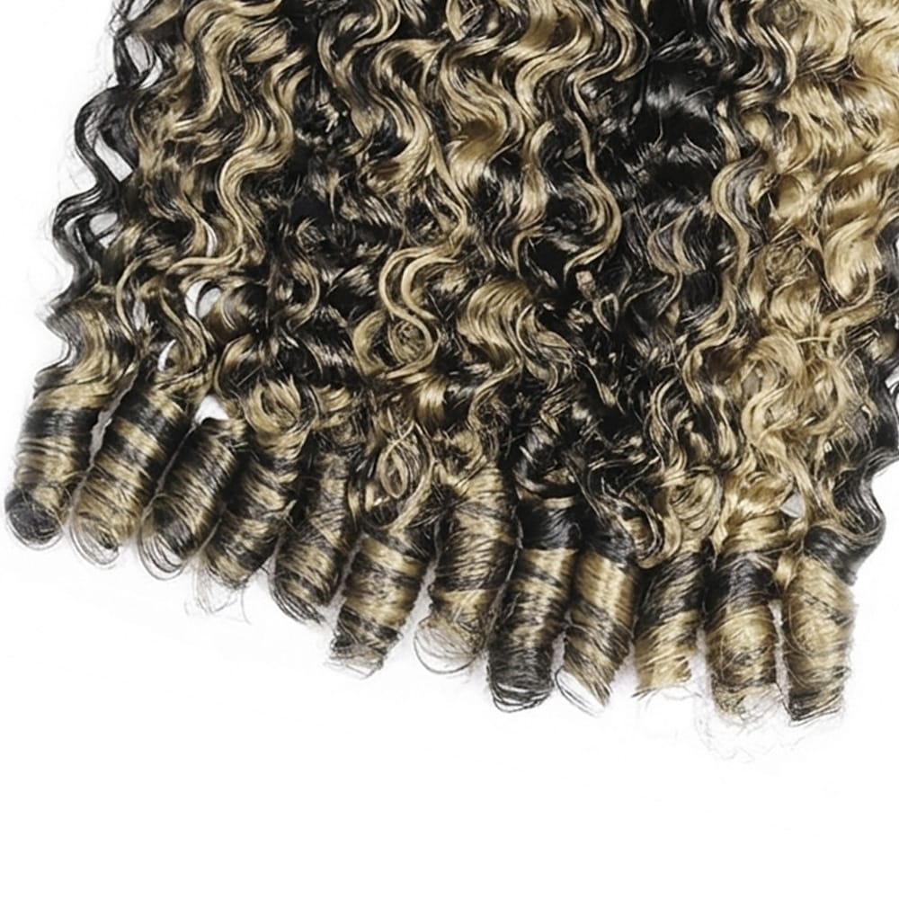 Burmese Curly Luxury Natural Hair Weft – 100% Virgin Human Hair / Wig Black and grey blended highlights LINKTOWIG