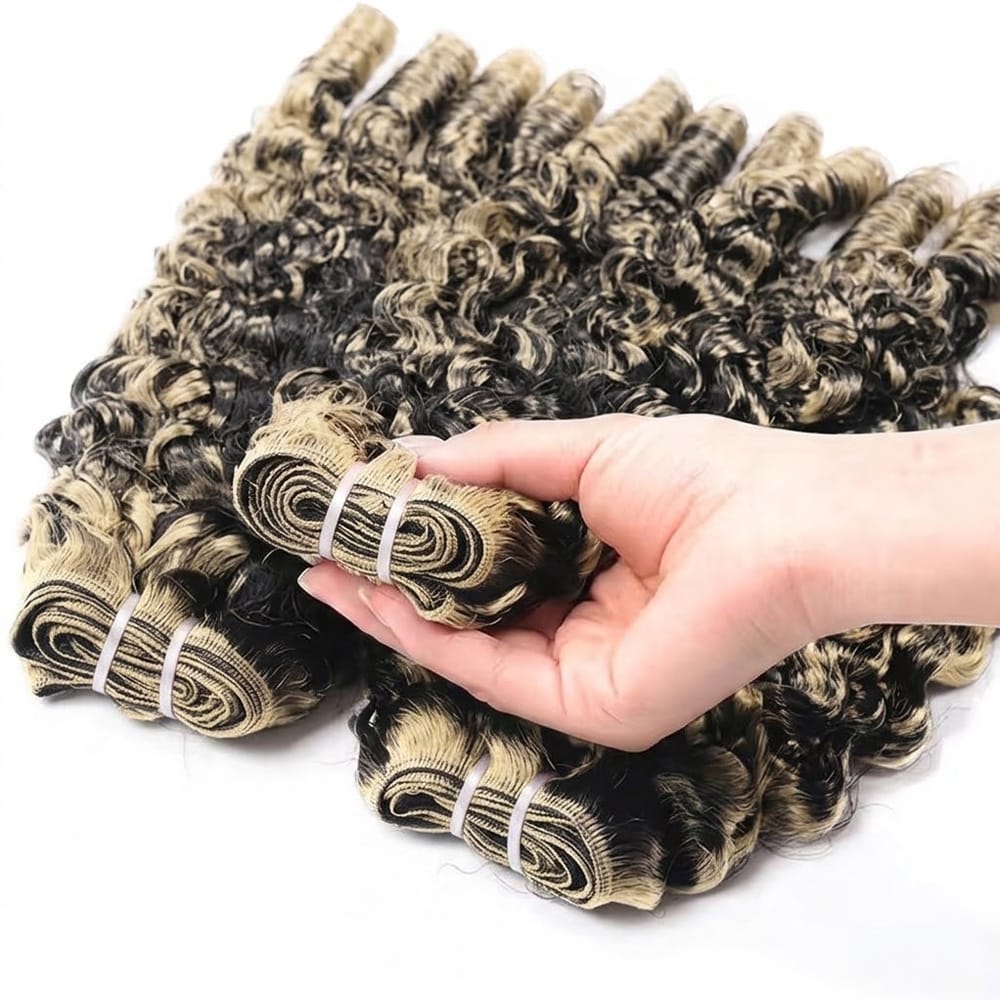 Burmese Curly Luxury Natural Hair Weft – 100% Virgin Human Hair / Wig Black and grey blended highlights LINKTOWIG