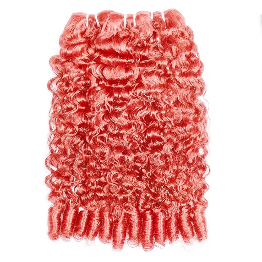 Burmese Curly Luxury Natural Hair Weft – 100% Virgin Human Hair / Wig Bubblegum Pink LINKTOWIG