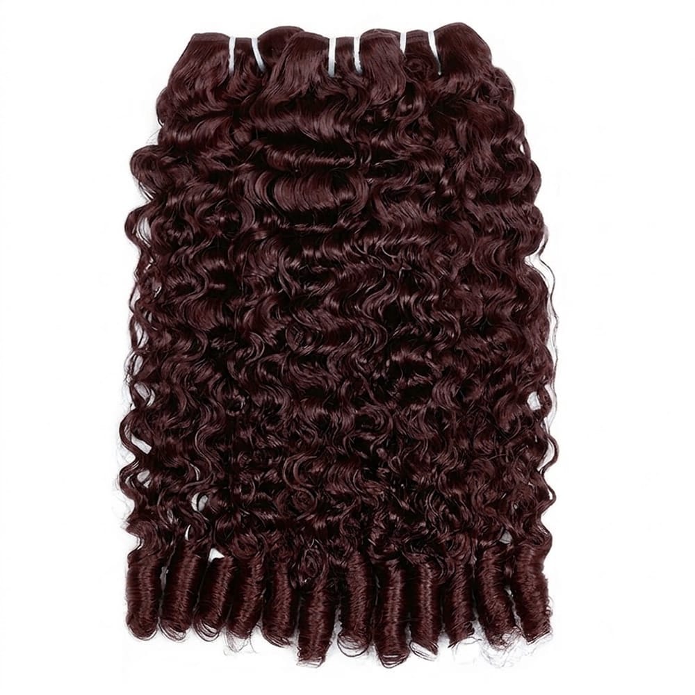 Burmese Curly Luxury Natural Hair Weft – 100% Virgin Human Hair / Wig Burgundy LINKTOWIG