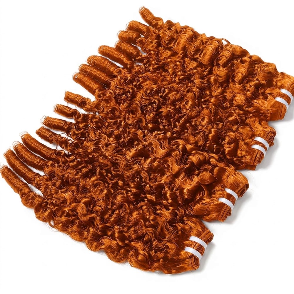 Burmese Curly Luxury Natural Hair Weft – 100% Virgin Human Hair / Wig Ginger Orange LINKTOWIG