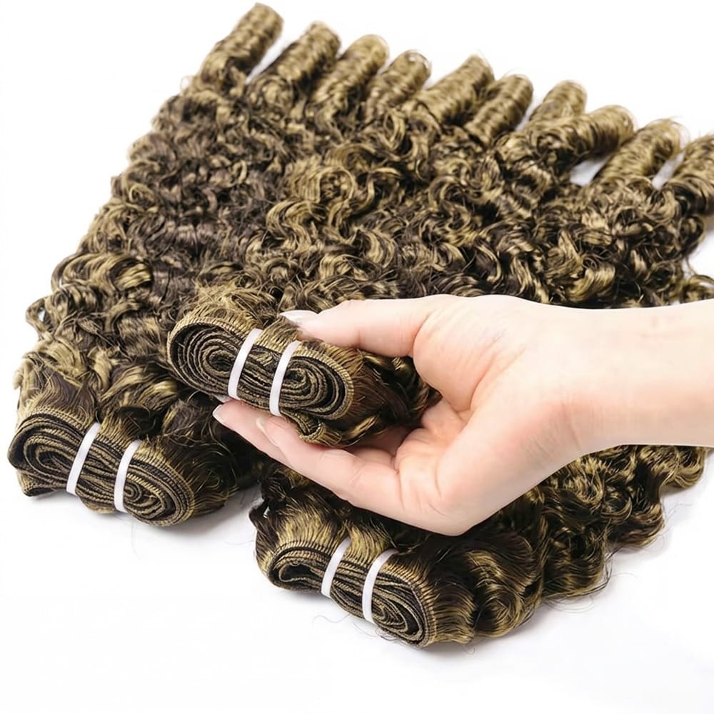 Burmese Curly Luxury Natural Hair Weft – 100% Virgin Human Hair / Wig Honey Brown LINKTOWIG