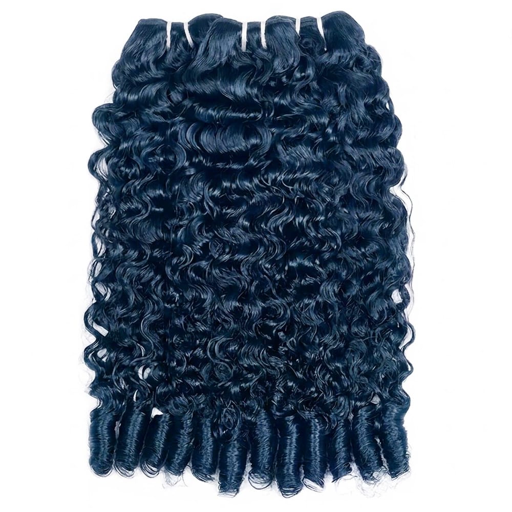Burmese Curly Luxury Natural Hair Weft – 100% Virgin Human Hair / Wig Midnight Blue LINKTOWIG