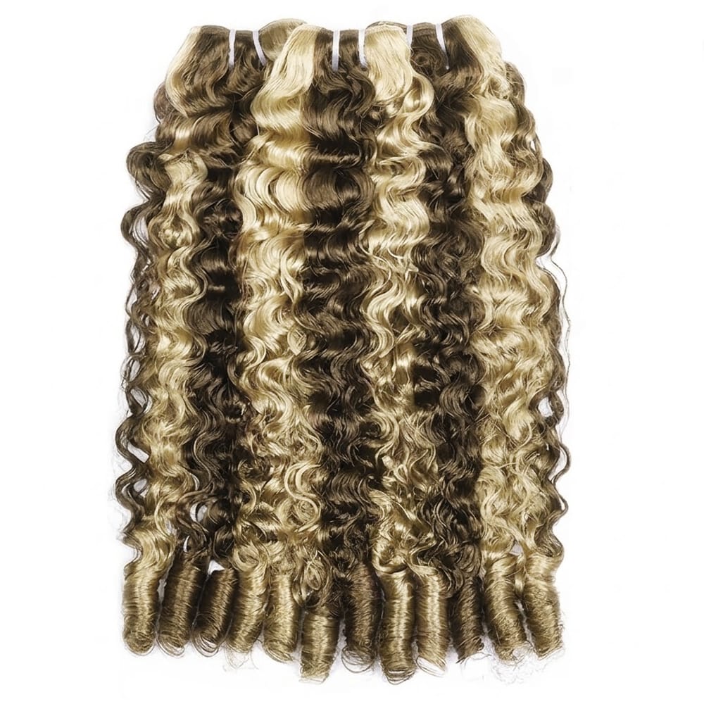 Burmese Curly Luxury Natural Hair Weft – 100% Virgin Human Hair / Wig Piano Highlight Silver Grey LINKTOWIG
