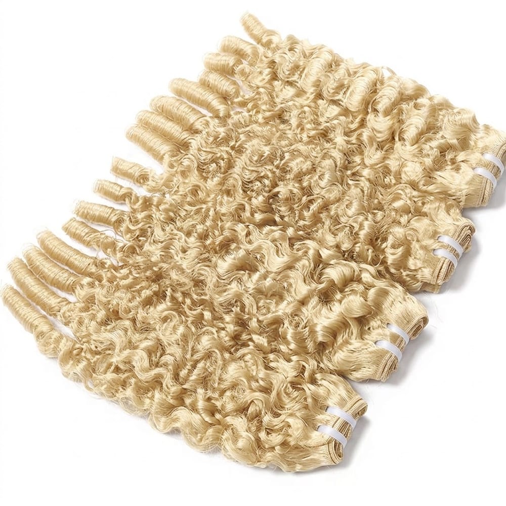 Burmese Curly Luxury Natural Hair Weft – 100% Virgin Human Hair / Wig Platinum Blonde LINKTOWIG