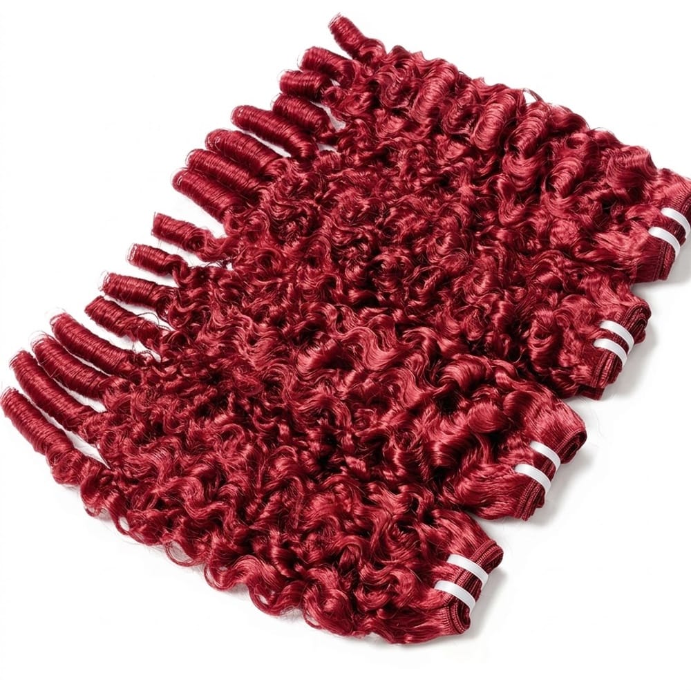 Burmese Curly Luxury Natural Hair Weft – 100% Virgin Human Hair / Wig Ruby Red LINKTOWIG