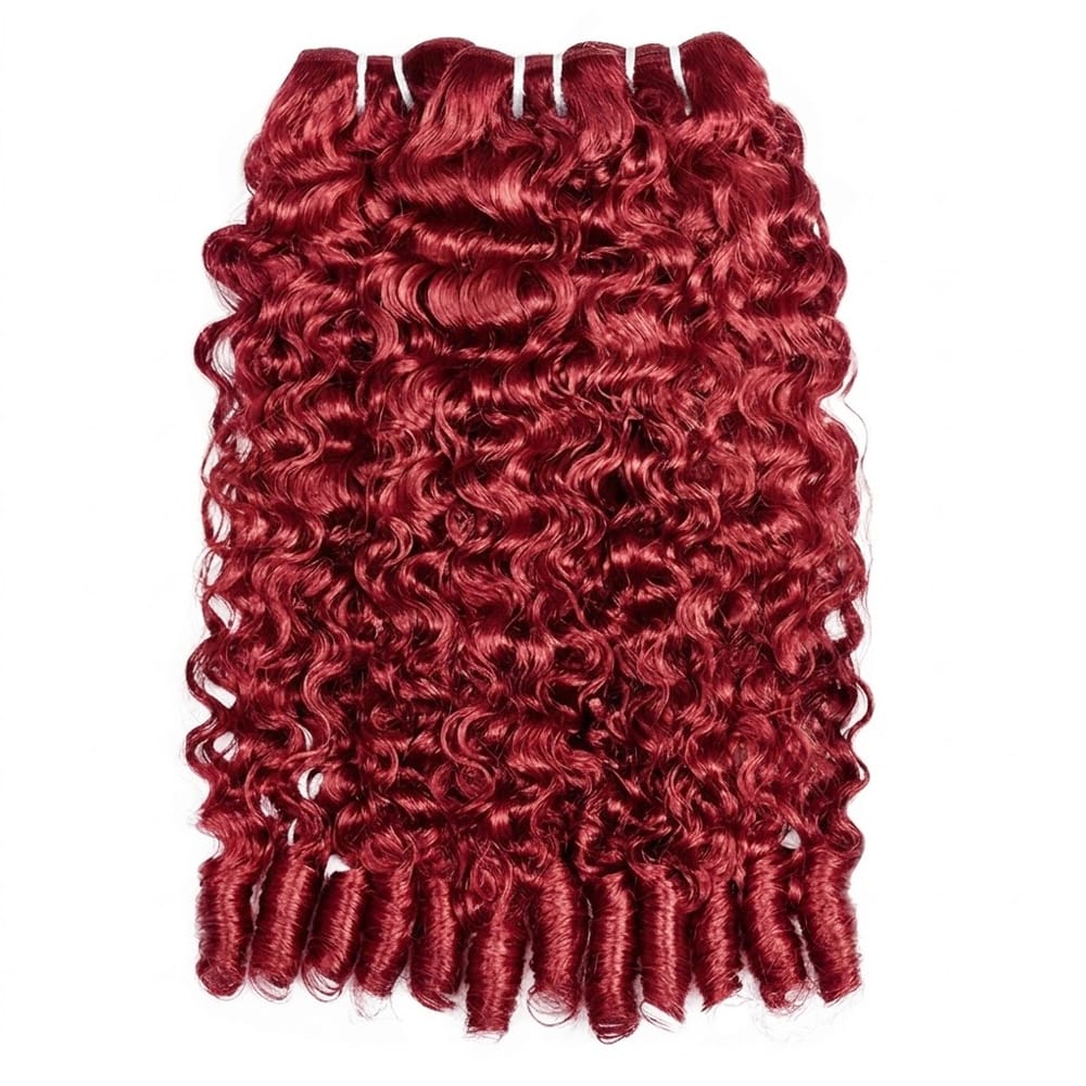Burmese Curly Luxury Natural Hair Weft – 100% Virgin Human Hair / Wig Ruby Red LINKTOWIG