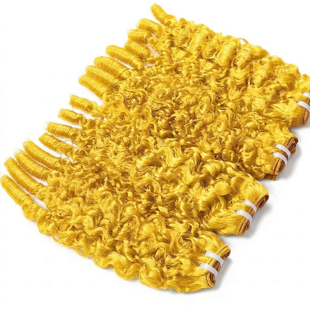 Burmese Curly Luxury Natural Hair Weft – 100% Virgin Human Hair / Wig Yellow LINKTOWIG