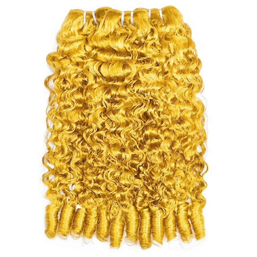 Burmese Curly Luxury Natural Hair Weft – 100% Virgin Human Hair / Wig Yellow LINKTOWIG