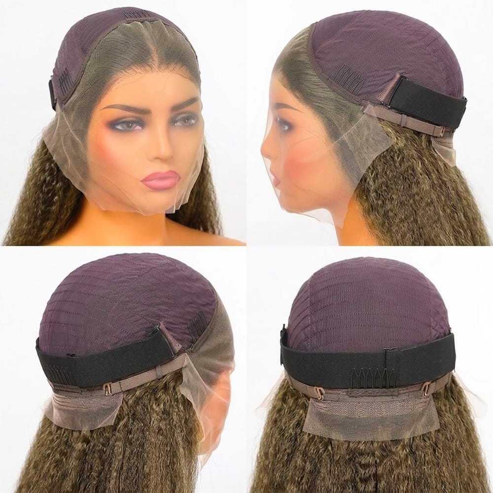 Coarse Yaki HD Lace Super Natural Lace Frontal Human Hair Wigs Ash Brown LINKTOWIG