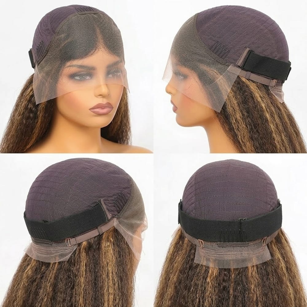 Coarse Yaki HD Lace Super Natural Lace Frontal Human Hair Wigs Brown LINKTOWIG