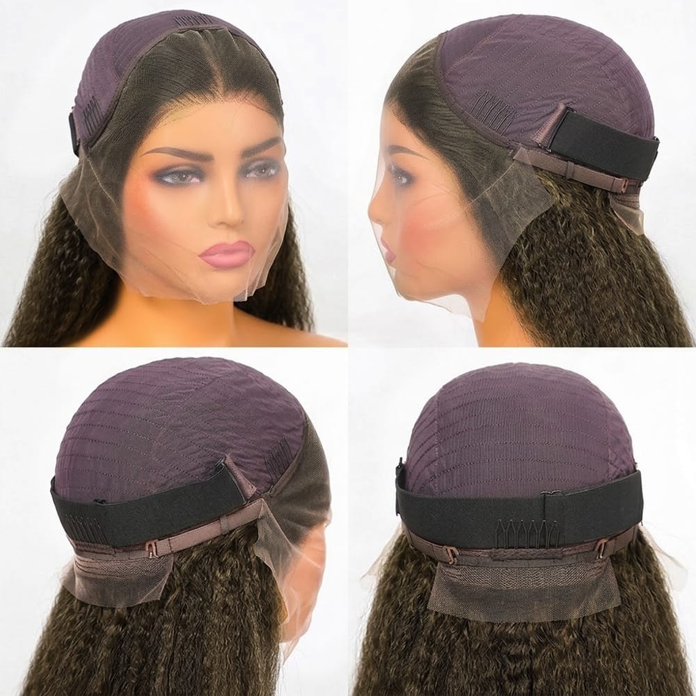 Coarse Yaki HD Lace Super Natural Lace Frontal Human Hair Wigs Chocolate Brown LINKTOWIG