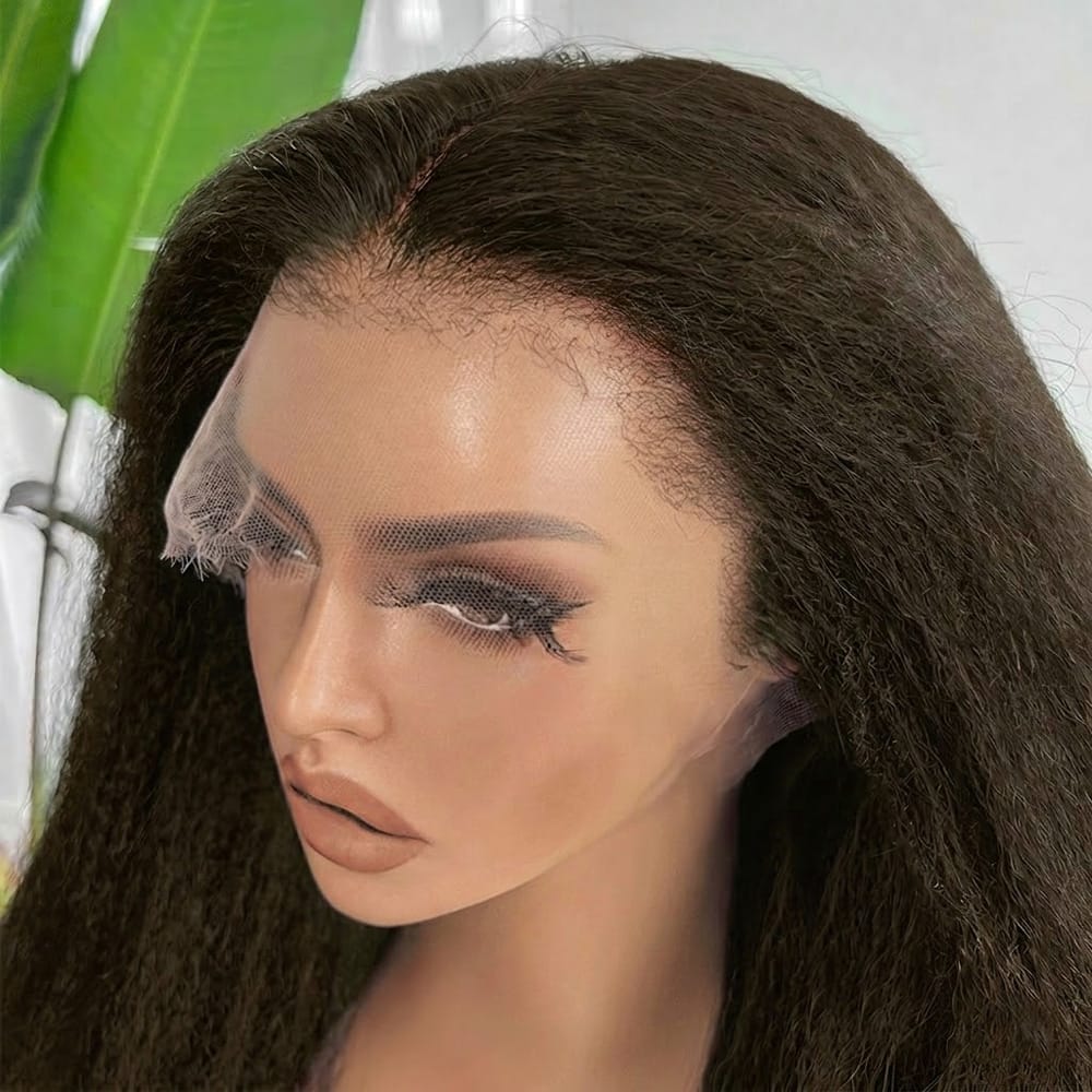 Coarse Yaki HD Lace Super Natural Lace Frontal Human Hair Wigs Chocolate Brown LINKTOWIG