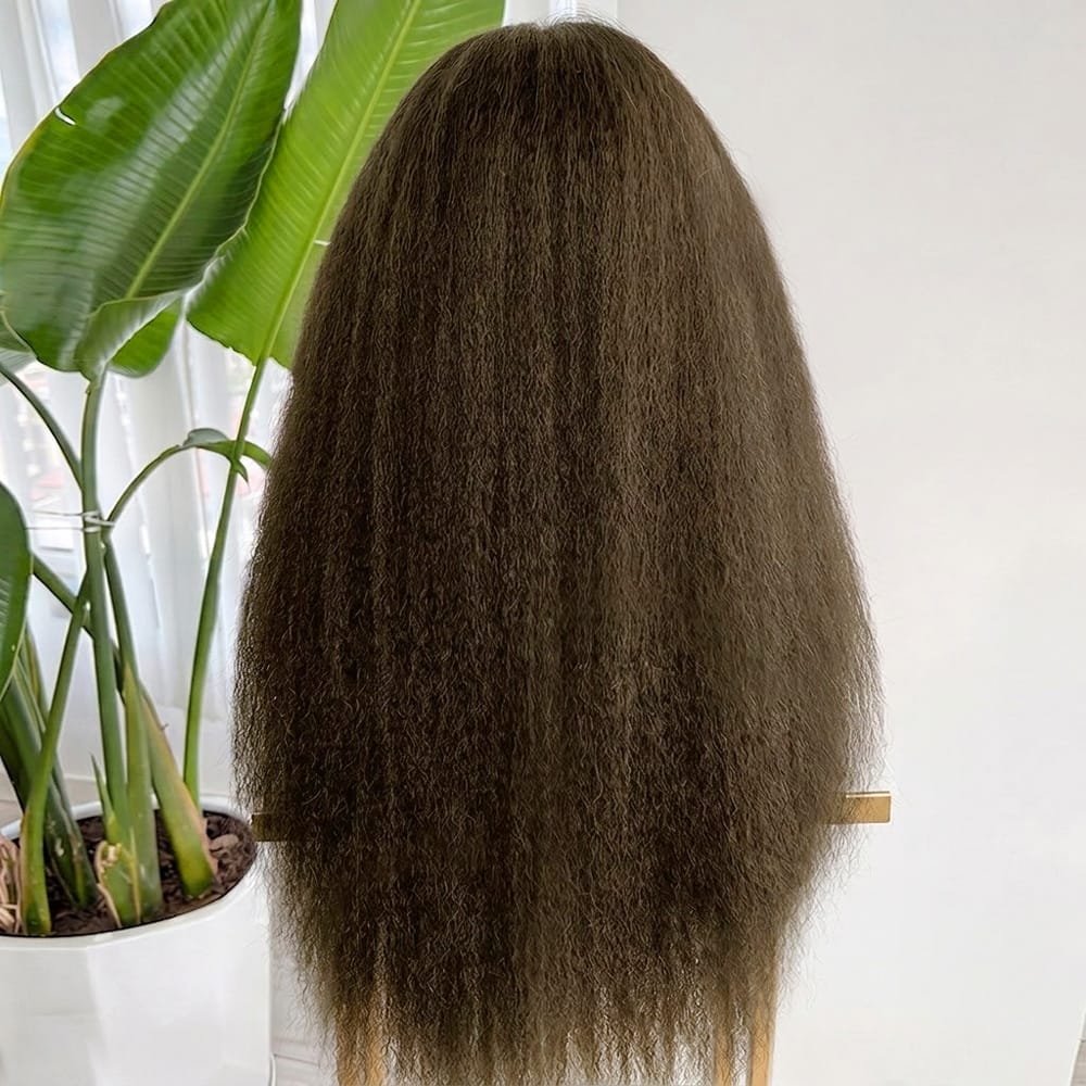Coarse Yaki HD Lace Super Natural Lace Frontal Human Hair Wigs Honey Brown LINKTOWIG