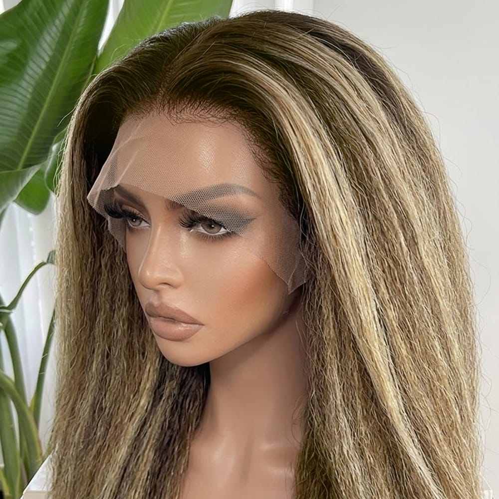 Coarse Yaki HD Lace Super Natural Lace Frontal Human Hair Wigs Medium Chestnut Brown LINKTOWIG