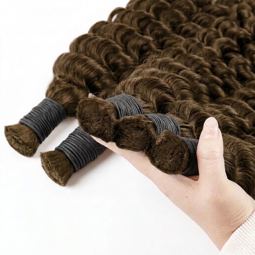 Deep Wave 100% Raw Virgin Human Hair Bundles - (No Weft) Bulk Hair / aramel Balayage Highlights LINKTOWIG