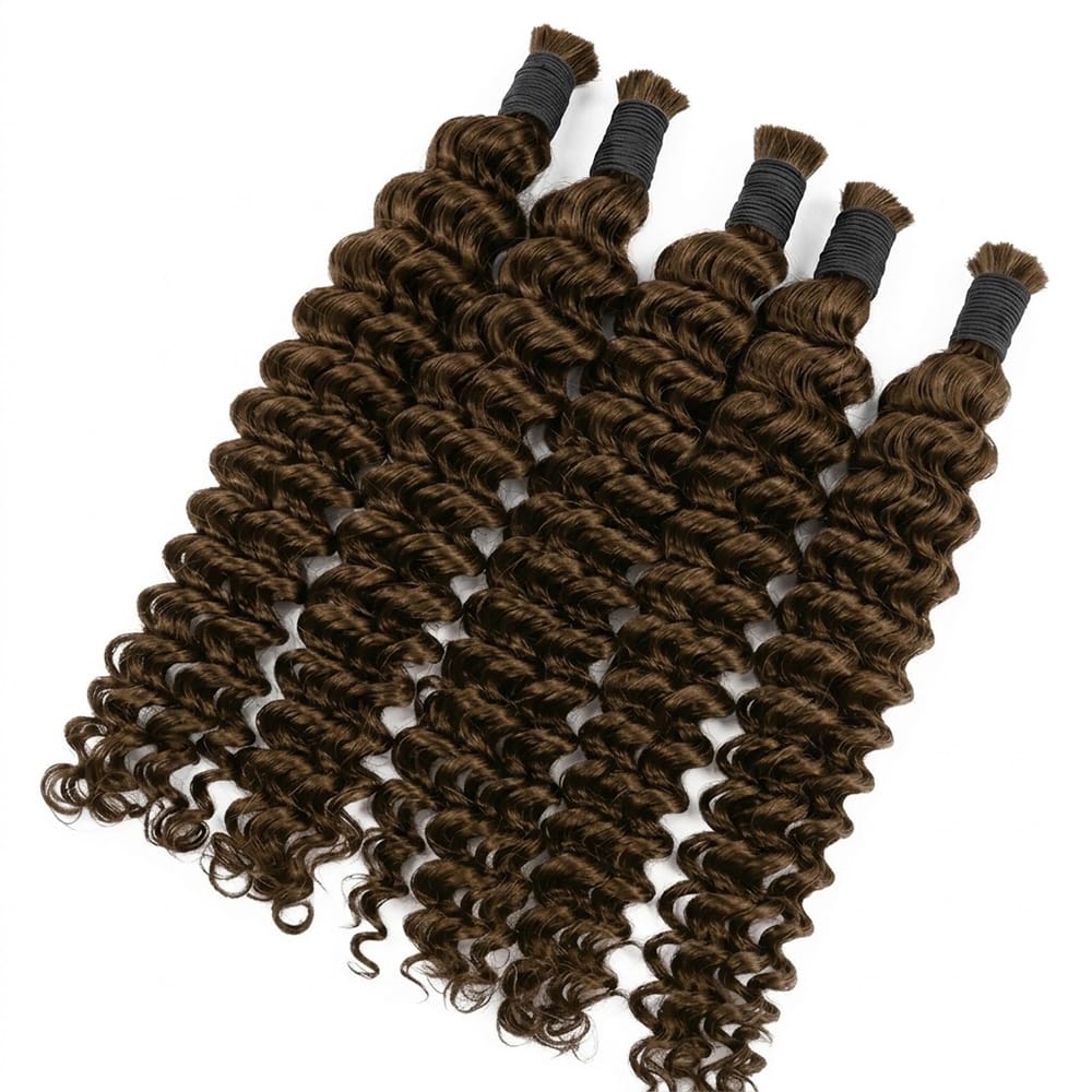 Deep Wave 100% Raw Virgin Human Hair Bundles - (No Weft) Bulk Hair / aramel Balayage Highlights LINKTOWIG