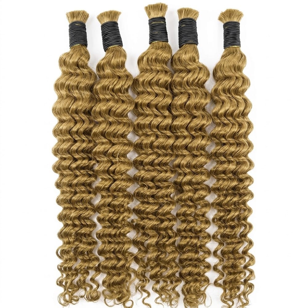 Deep Wave 100% Raw Virgin Human Hair Bundles - (No Weft) Bulk Hair / Ash Brown LINKTOWIG