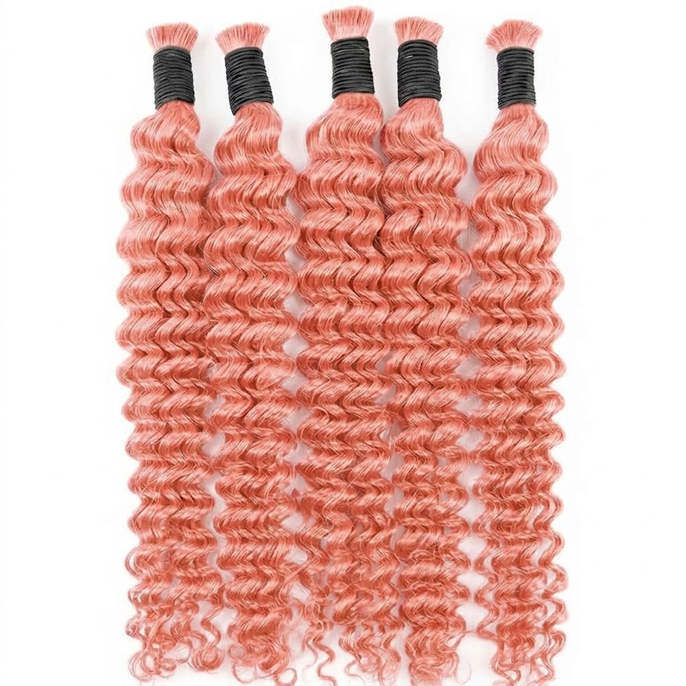 Deep Wave 100% Raw Virgin Human Hair Bundles - (No Weft) Bulk Hair / Bubblegum Pink LINKTOWIG