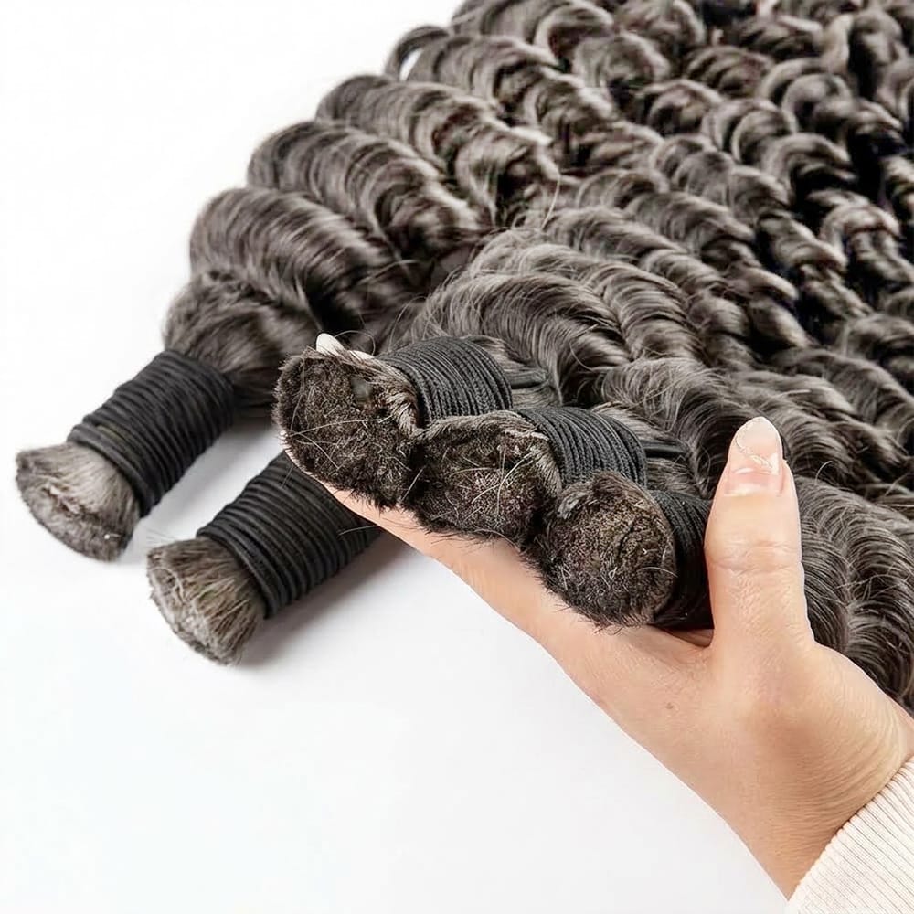 Deep Wave 100% Raw Virgin Human Hair Bundles - (No Weft) Bulk Hair / Charcoal Grey LINKTOWIG