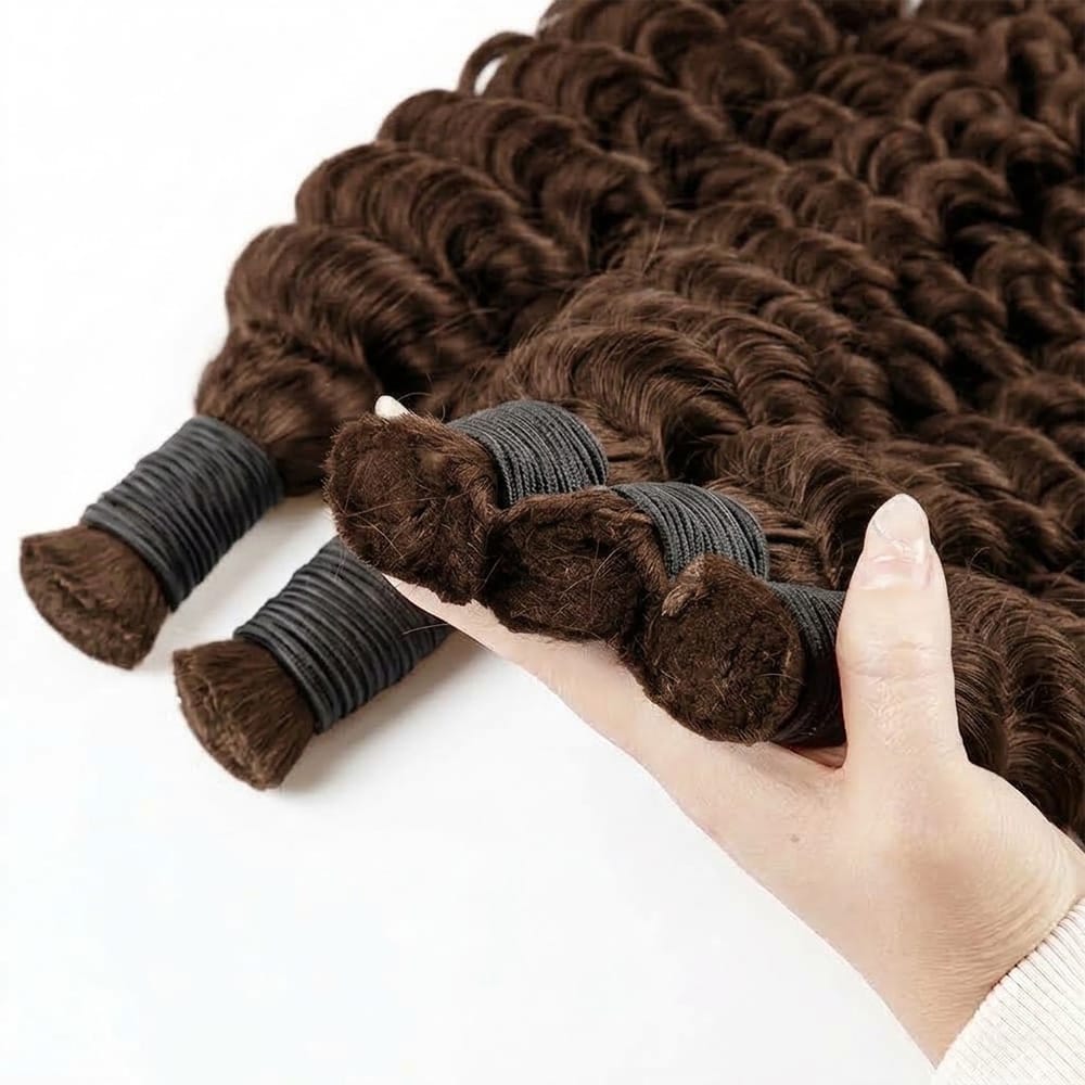 Deep Wave 100% Raw Virgin Human Hair Bundles - (No Weft) Bulk Hair / Espresso Brown LINKTOWIG