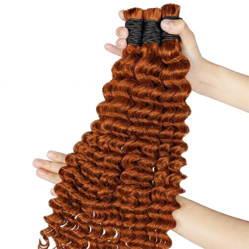 Deep Wave 100% Raw Virgin Human Hair Bundles - (No Weft) Bulk Hair / Ginger Orange(副本) LINKTOWIG