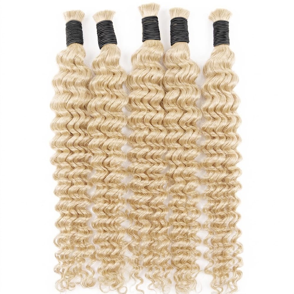 Deep Wave 100% Raw Virgin Human Hair Bundles - (No Weft) Bulk Hair / Platinum Blonde LINKTOWIG