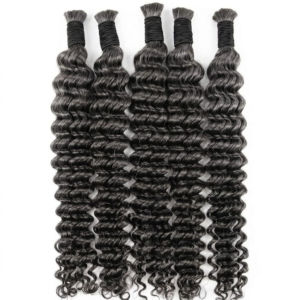 Deep Wave 100% Raw Virgin Human Hair Bundles - (No Weft) Bulk Hair / Silver Grey LINKTOWIG