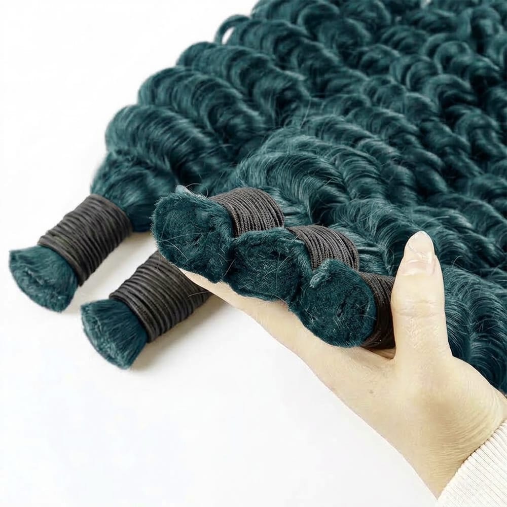 Deep Wave 100% Raw Virgin Human Hair Bundles - (No Weft) Bulk Hair / Teal Green LINKTOWIG