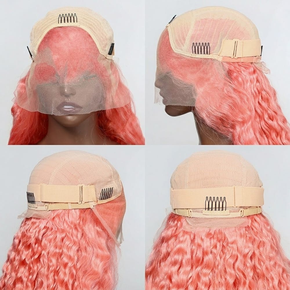 Deep Wave Bob Side Part HD Lace Front Wig 100% Virgin Human Hair / Bubblegum Pink LINKTOWIG