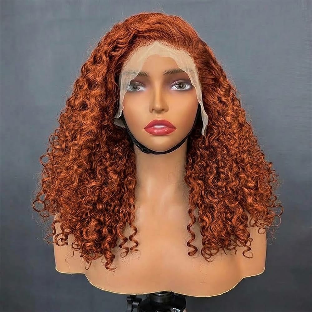 Deep Wave Bob Side Part HD Lace Front Wig 100% Virgin Human Hair / Copper Orange LINKTOWIG