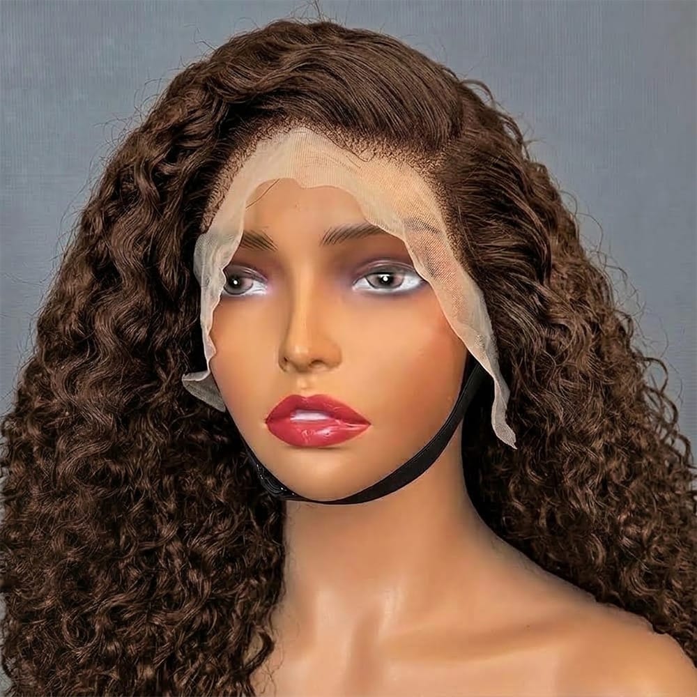 Deep Wave Bob Side Part HD Lace Front Wig 100% Virgin Human Hair / Espresso Brown LINKTOWIG