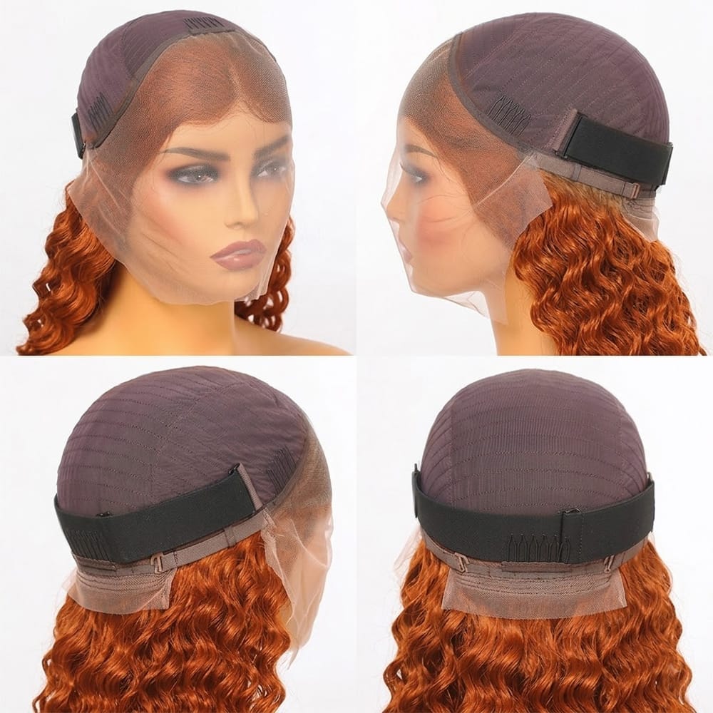 Deep Wave Bob Side Part HD Lace Front Wig 100% Virgin Human Hair / Ginger Orange LINKTOWIG