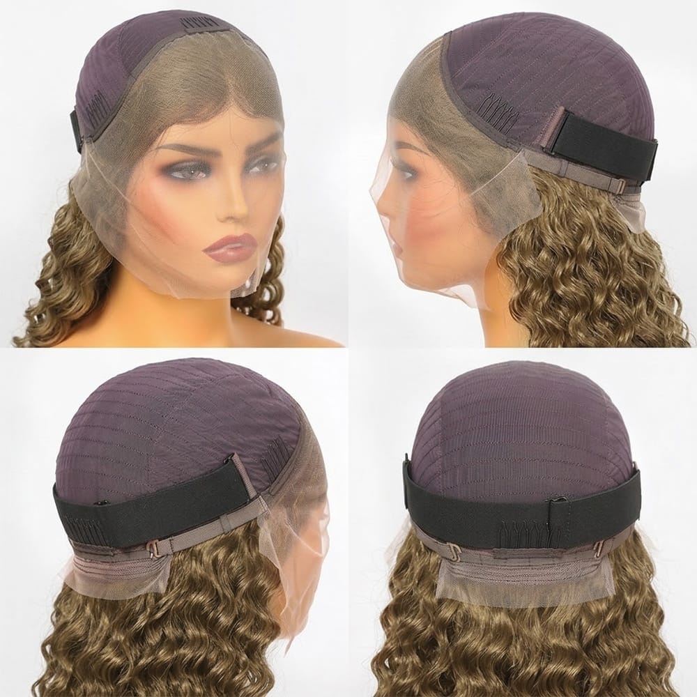 Deep Wave Bob Side Part HD Lace Front Wig 100% Virgin Human Hair / Medium Chestnut Brown LINKTOWIG