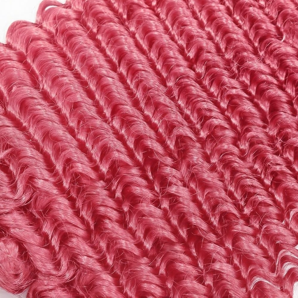 Deep Wave Bob Side Part HD Lace Front Wig 100% Virgin Human Hair / pink LINKTOWIG