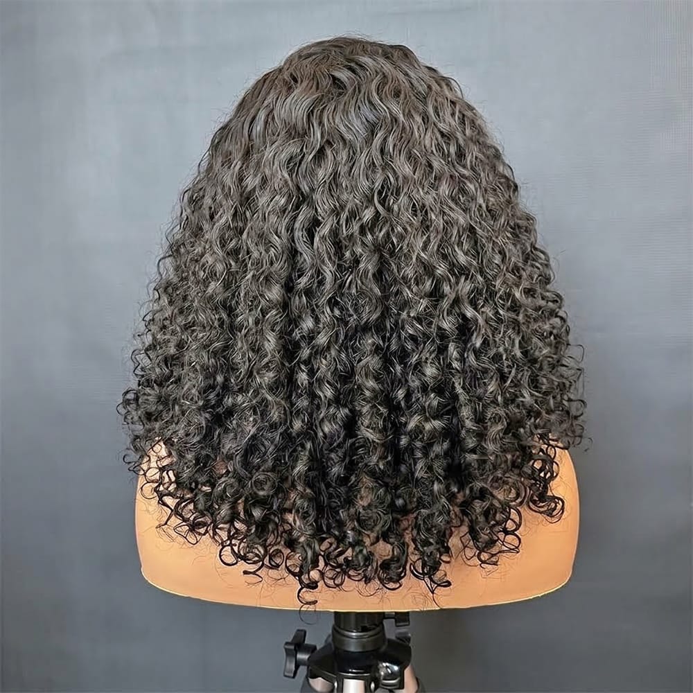 Deep Wave Bob Side Part HD Lace Front Wig 100% Virgin Human Hair / Silver Grey LINKTOWIG