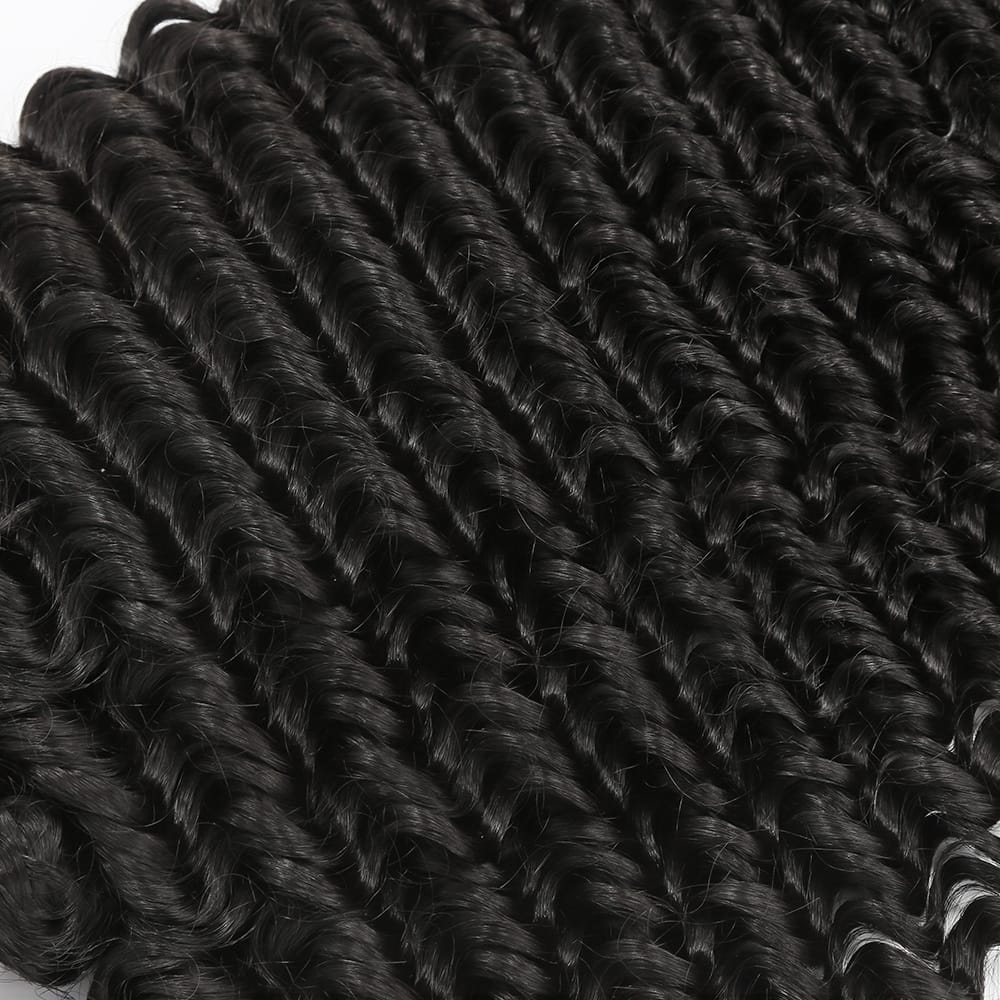 Deep Wave Hair Bundles / Feather Hair Extensions — 100% Virgin Human Hair / Black LINKTOWIG