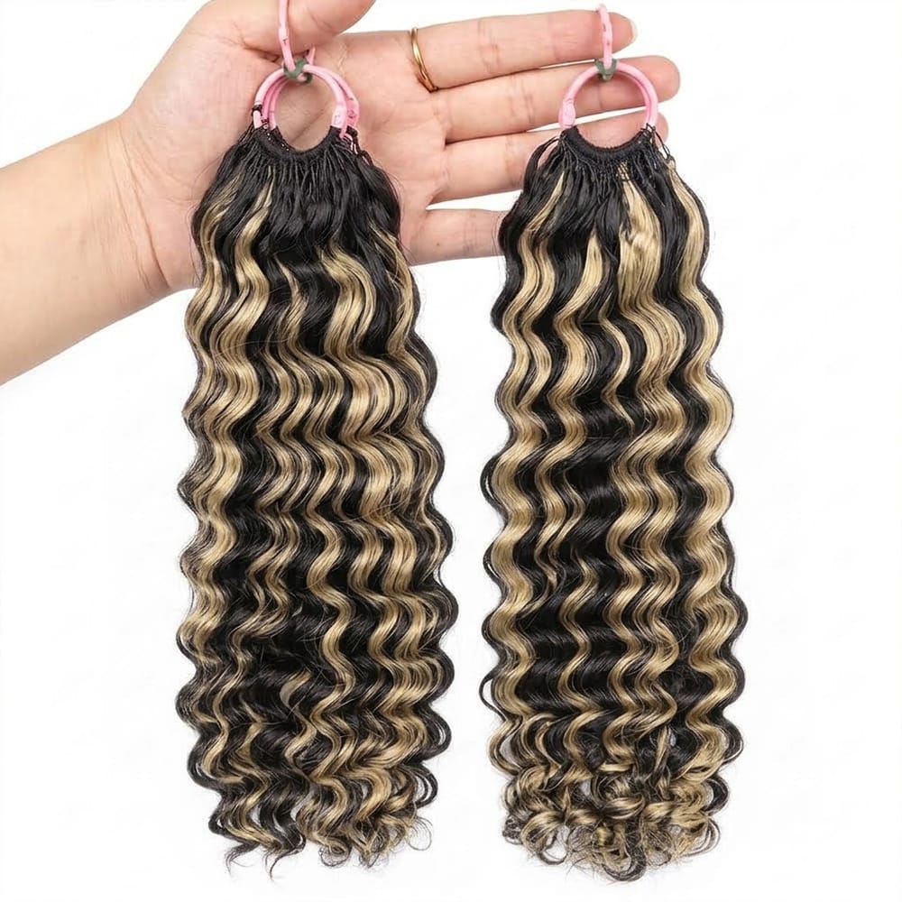 Deep Wave Hair Bundles / Feather Hair Extensions — 100% Virgin Human Hair / Black and grey blended highlights LINKTOWIG