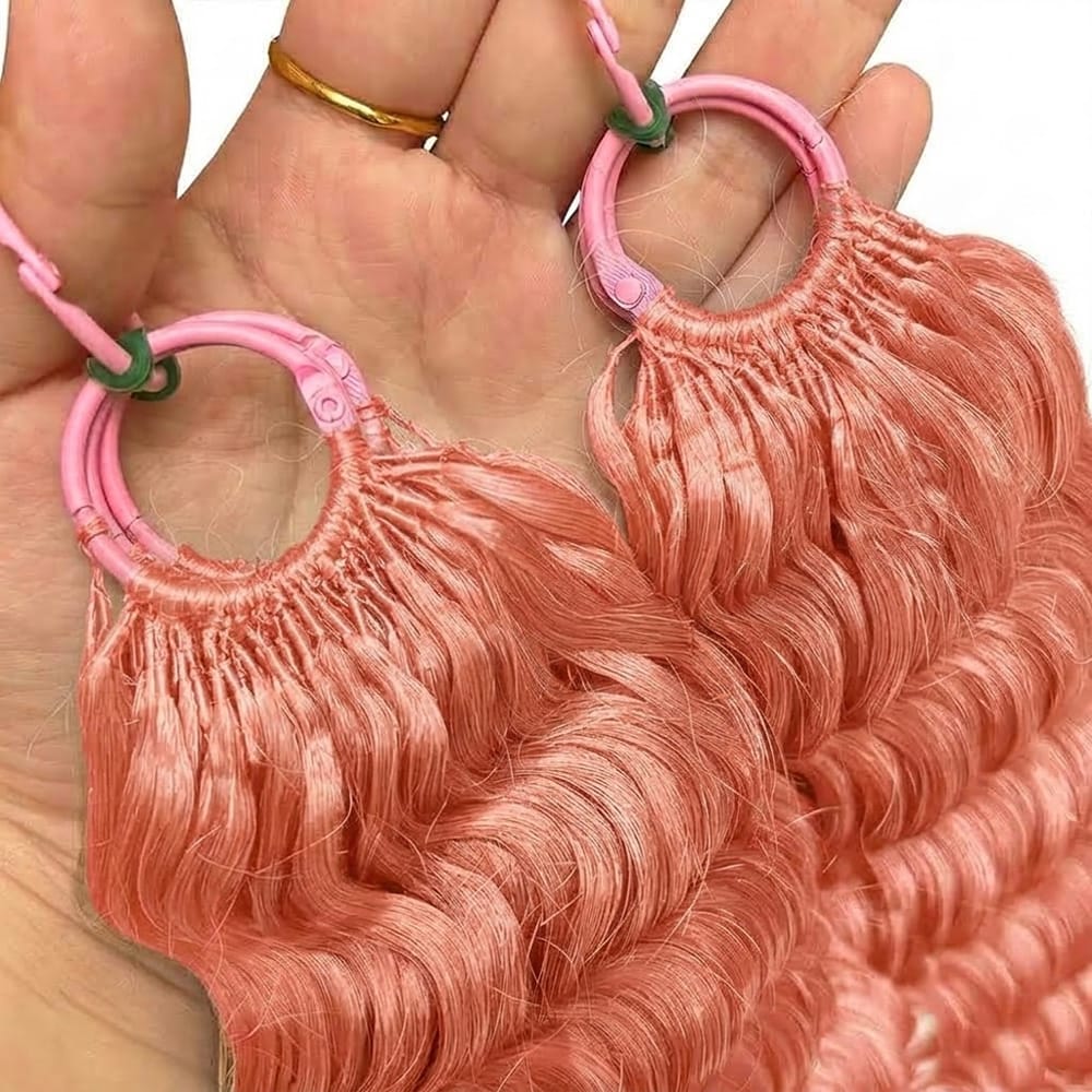 Deep Wave Hair Bundles / Feather Hair Extensions — 100% Virgin Human Hair / Bubblegum Pink LINKTOWIG