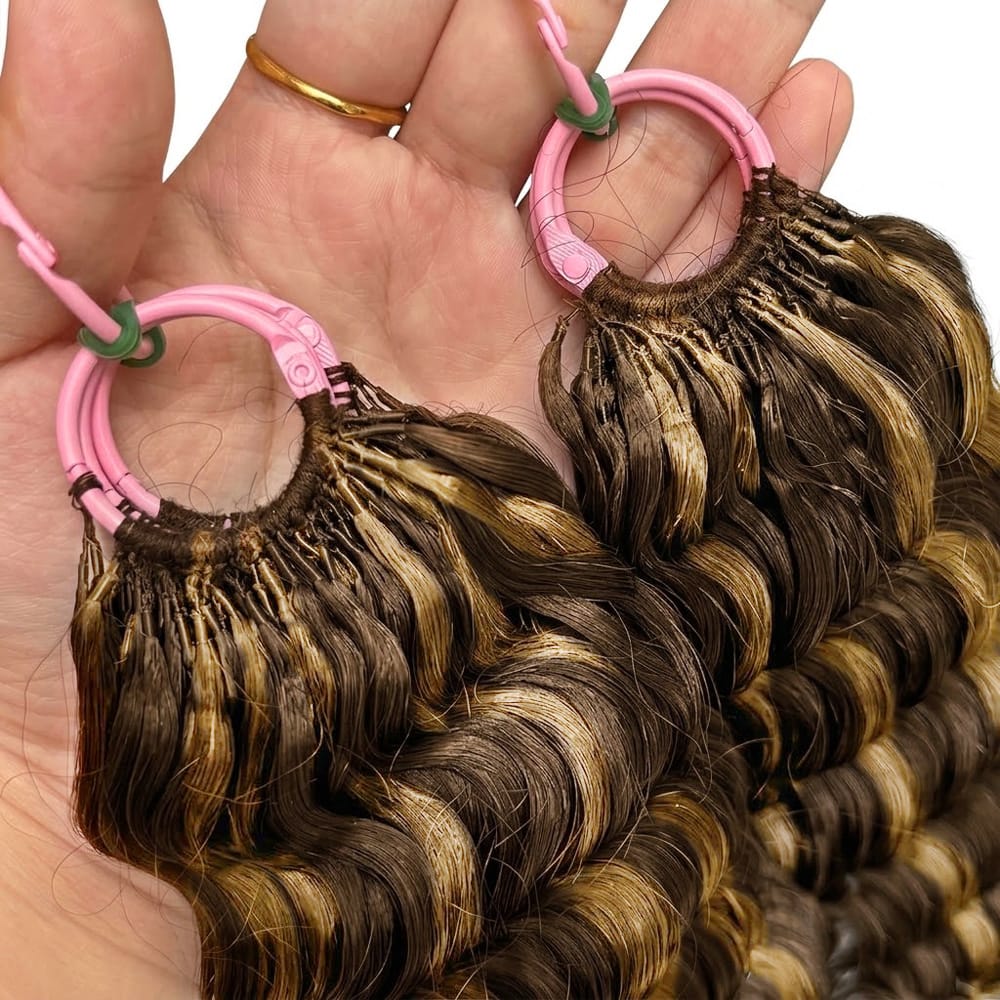 Deep Wave Hair Bundles / Feather Hair Extensions — 100% Virgin Human Hair / Honey Blonde Highlights LINKTOWIG